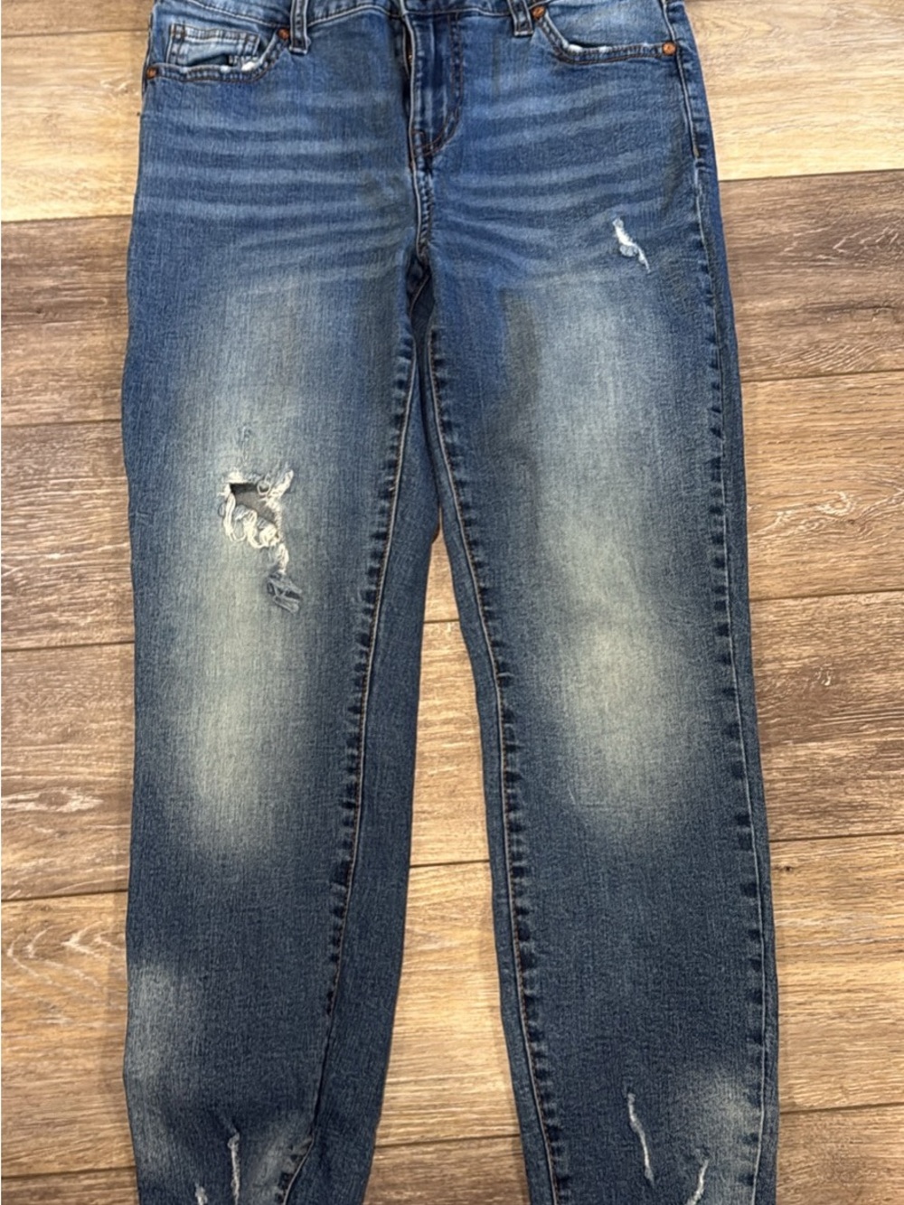 Kendall & Kylie Men's Slim Straight Distressed Blue Jeans